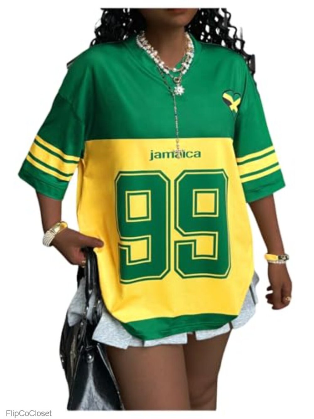Women's Y2k Jersey Shirt Number Graphic Tees V Neck Oversized